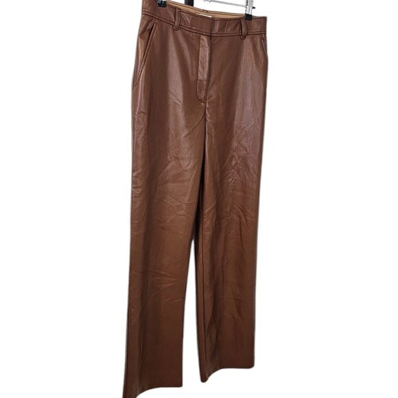 Aritzia Babaton Agency Pants, High Waist, Vegan Leather, Straight Leg, Cognac, 8 - Picture 9 of 11